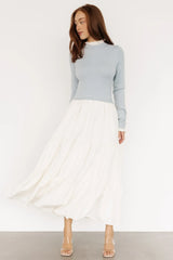 Sophie Sweater Dress | Light Blue + Ivory