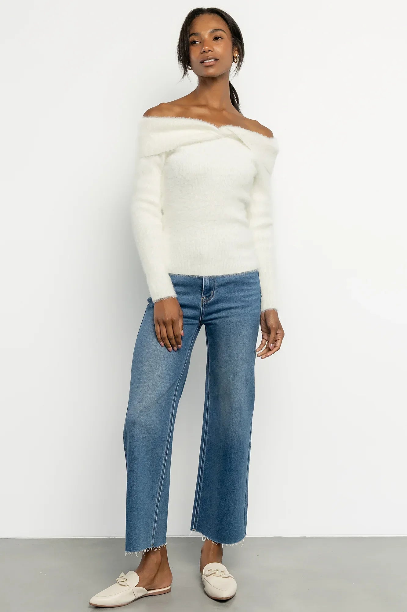 Perla Off Shoulder Sweater | Ivory